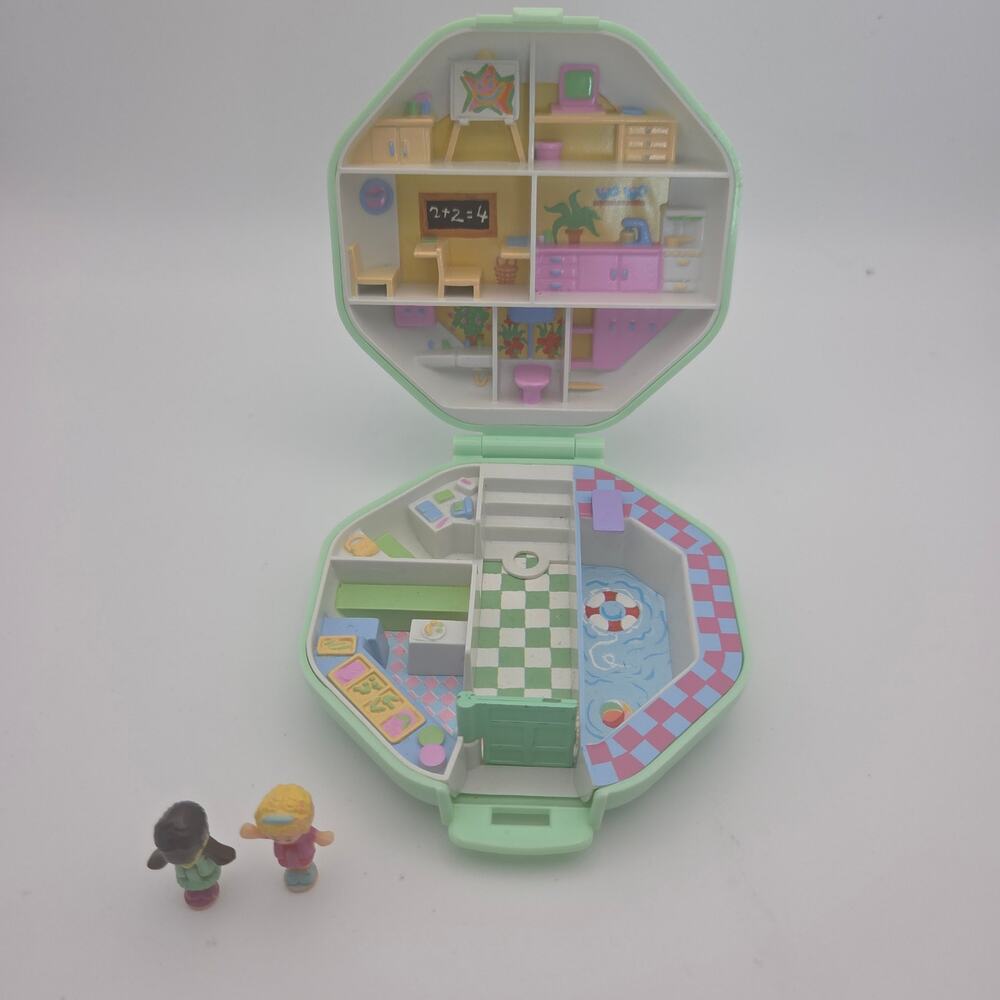 Vintage 1990 Polly Pocket Bluebird Polly's School Playset + 2 Figures